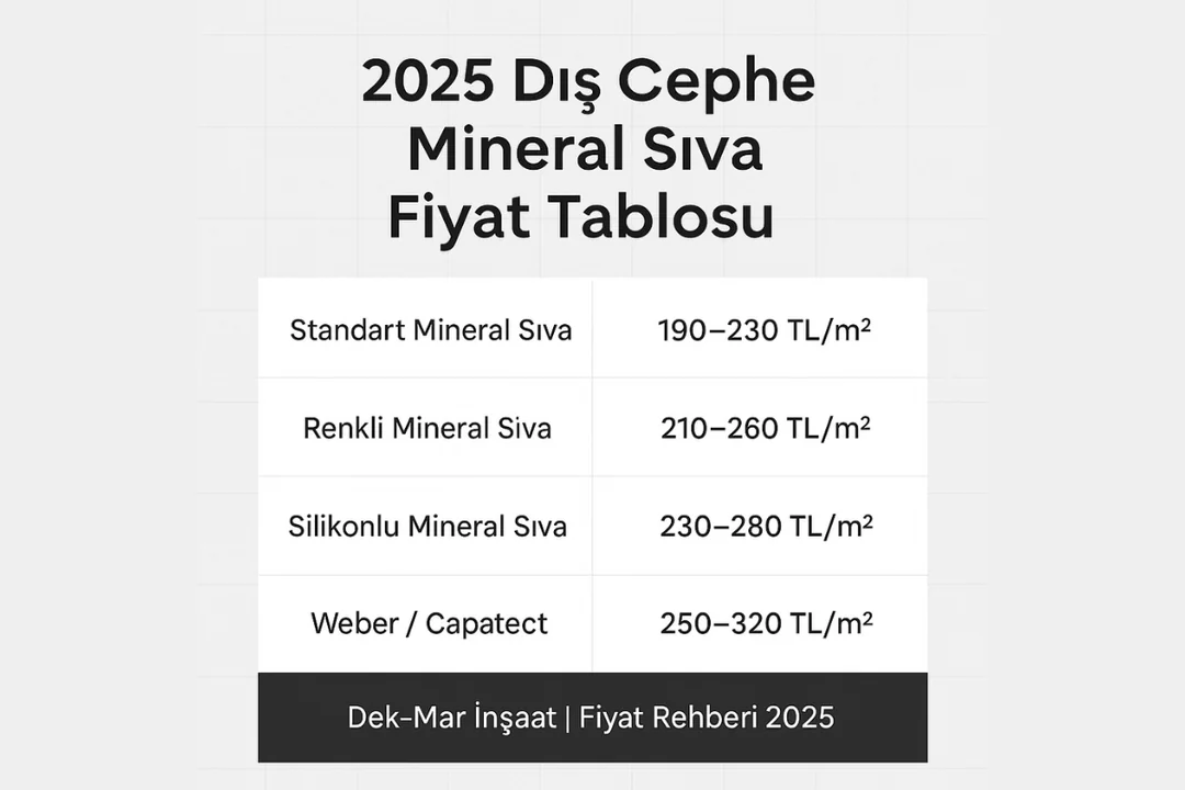 2025 dış cephe mineral sıva fiyat tablosu – Dek-Mar İnşaat m2 maliyet analizi
