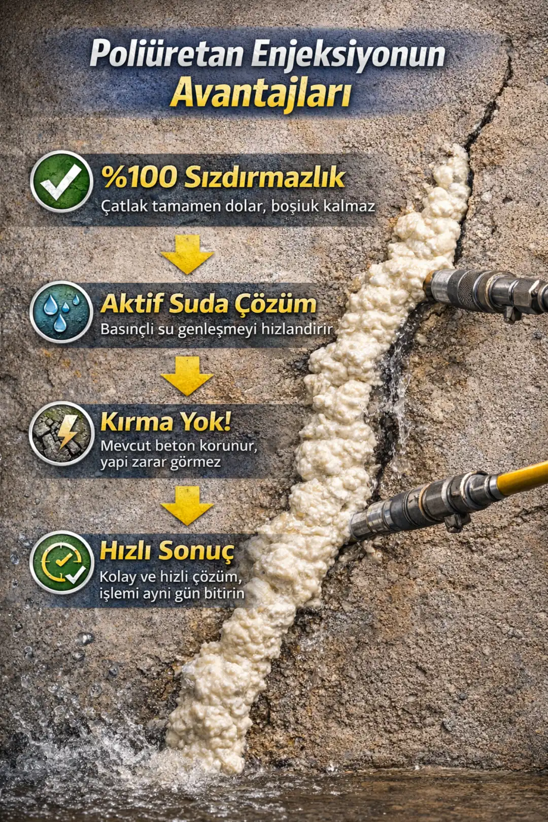 poliüretan enjeksiyon su yalıtımının avantajları ve teknik üstünlükleri&nbsp;