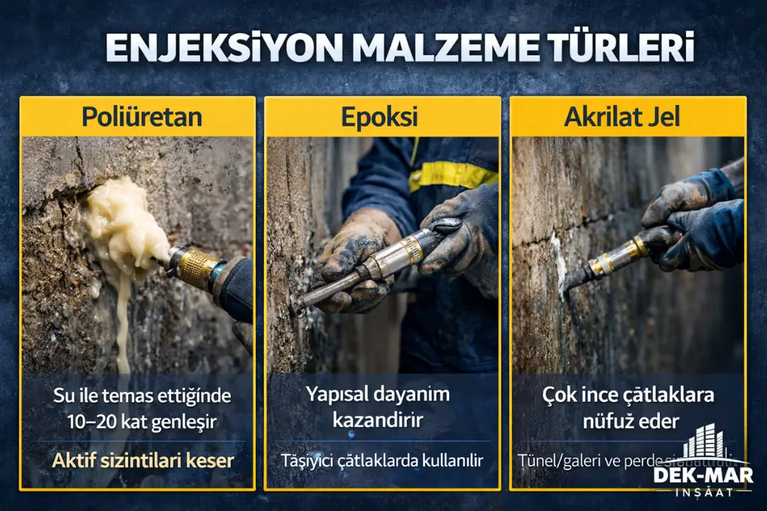 Poliüretan epoksi ve akrilat jel enjeksiyon sistemleri teknik karşılaştırma&nbsp;