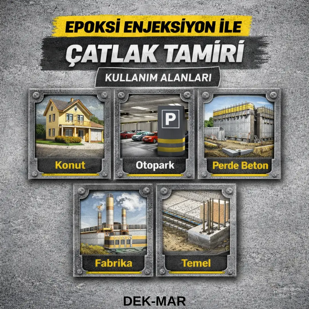 Epoxy enjeksiyon ile çatlak tamiri kullanım alanları – konut, otopark, fabrika ve betonarme yapılar&nbsp;