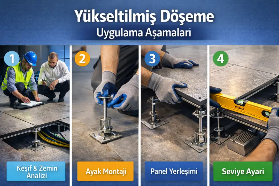 Yükseltilmiş döşeme uygulama aşamaları ve montaj süreci