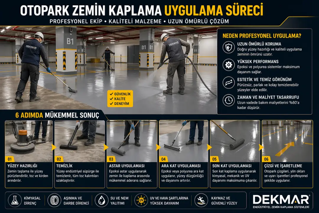 Otopark zemin kaplama uygulama süreci epoksi ve polyurea saha çalışması&nbsp;