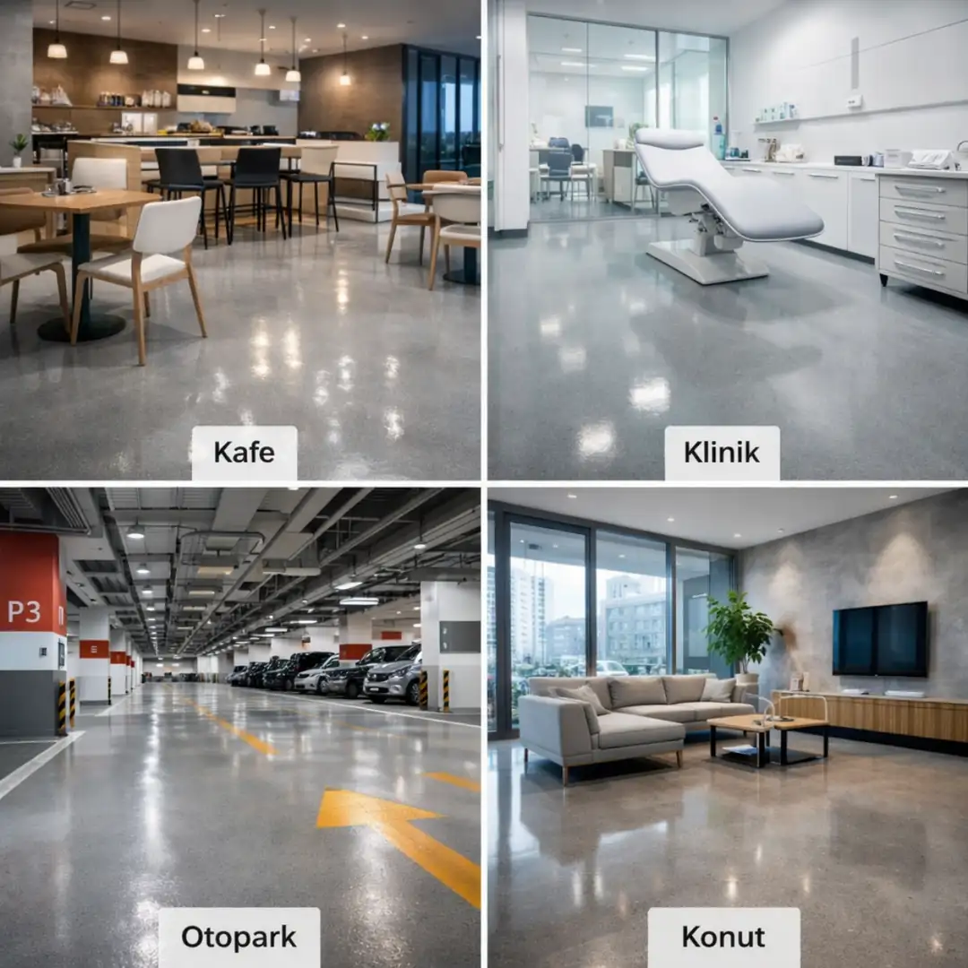 Kadıköy epoksi zemin uygulama alanları kafe ofis otopark