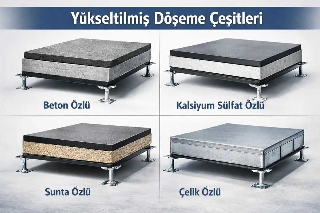 yükseltilmiş döşeme çeşitleri beton kalsiyum sülfat sunta çelik