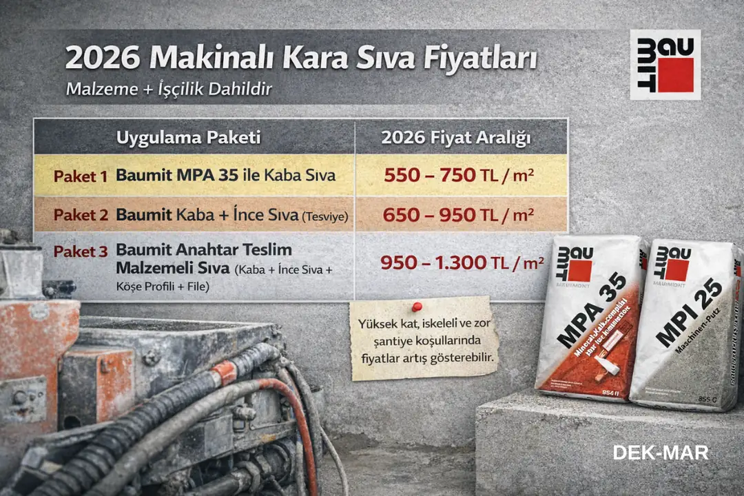2026 makinalı kara sıva ve malzemeli sıva fiyat tablosu&nbsp;