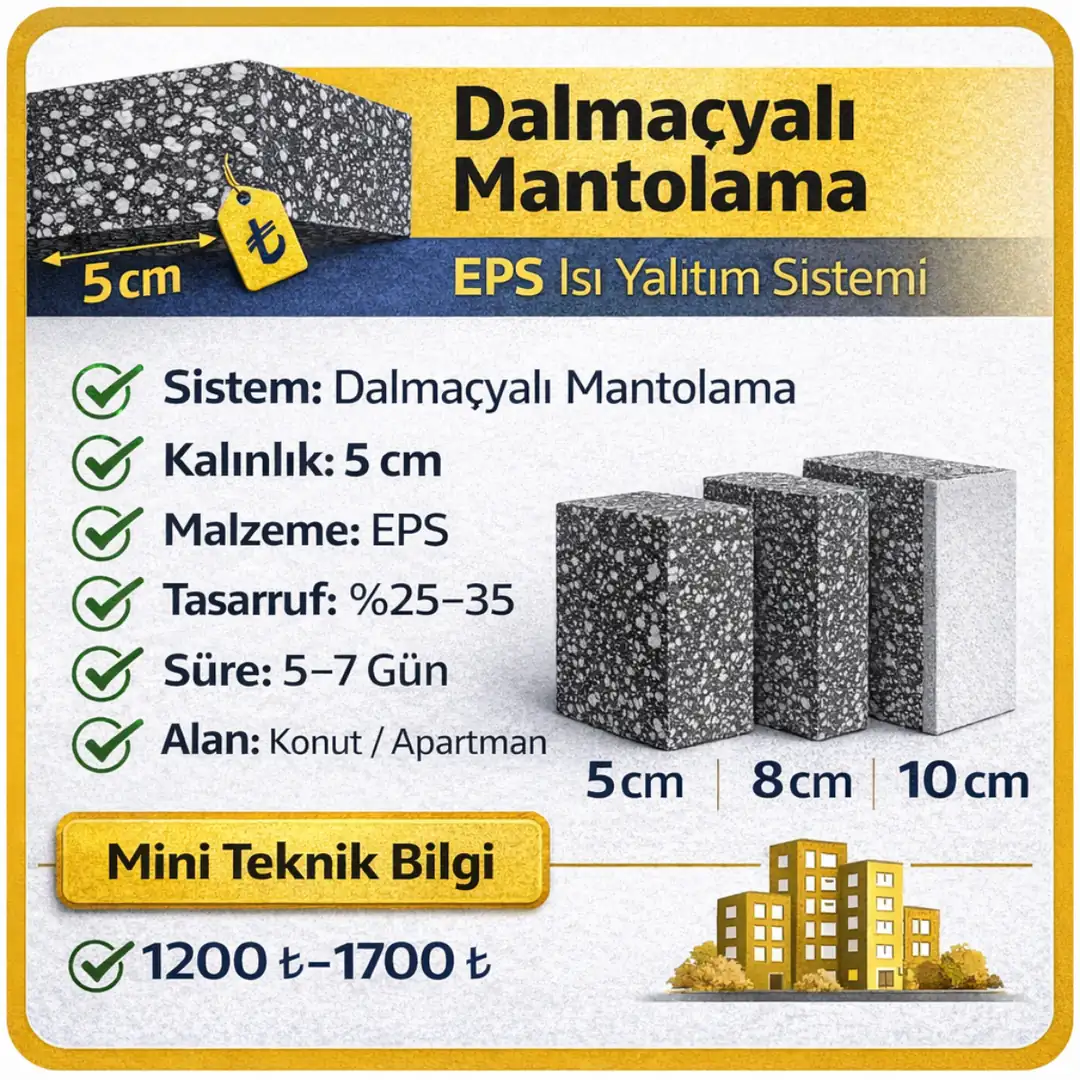 Dalmaçyalı mantolama 5 cm teknik özellikleri ve ısı yalıtım bilgileri