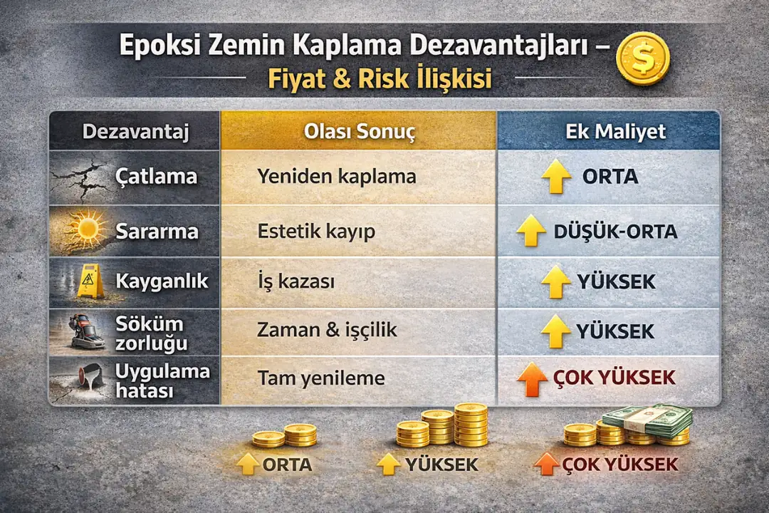 Epoksi zemin dezavantajları maliyet karşılaştırma tablosu&nbsp;