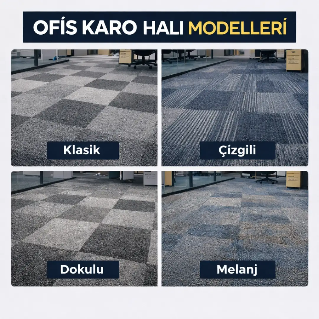 ofis karo halı modelleri ve farklı renk seçenekleri