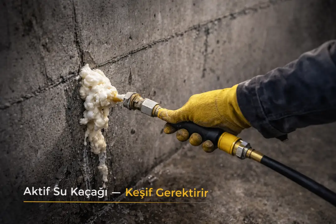 Asansör kuyusunda poliüretan enjeksiyon ile su kaçağı kesilmesi&nbsp;