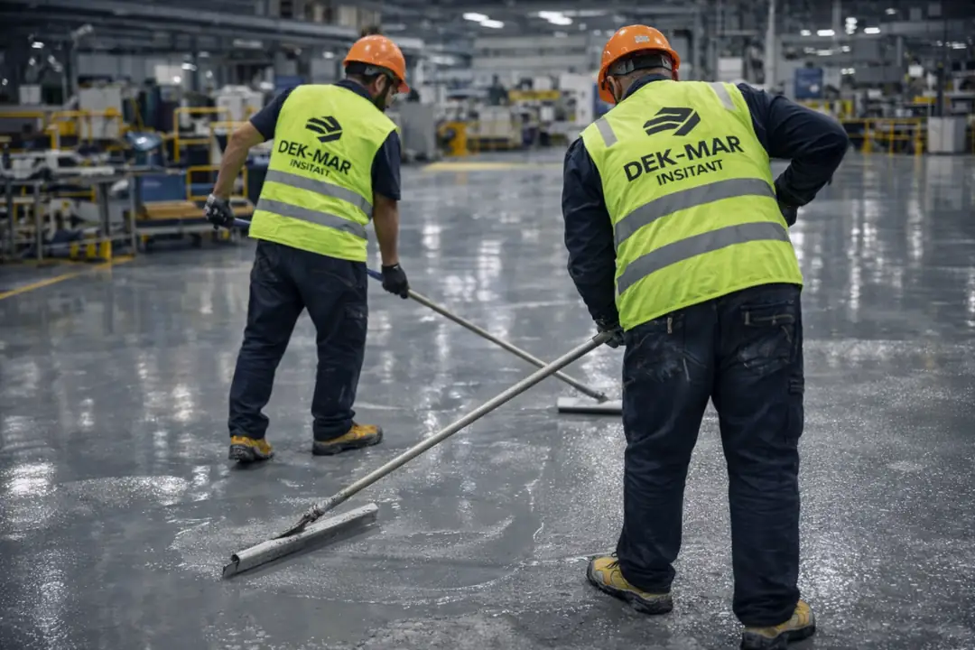 Dek-Mar İnşaat ekibi tarafından Çerkezköy’de gerçekleştirilen epoksi zemin kaplama uygulaması&nbsp;