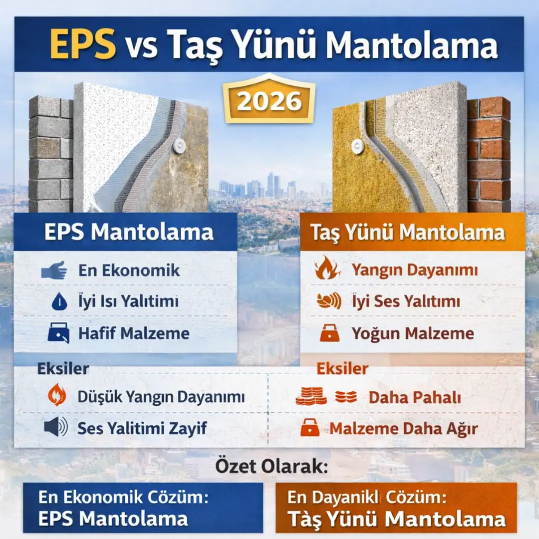 EPS ve taş yünü mantolama sistemleri karşılaştırma farkları
