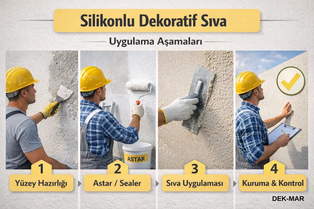 Silikonlu dekoratif sıva uygulama aşamaları ve doğru yüzey hazırlığı&nbsp;