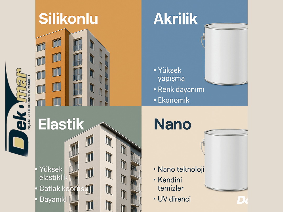 Silikonlu, akrilik, elastik ve nano dış cephe boyalarının özellik ve performans karşılaştırma tablosu. 
