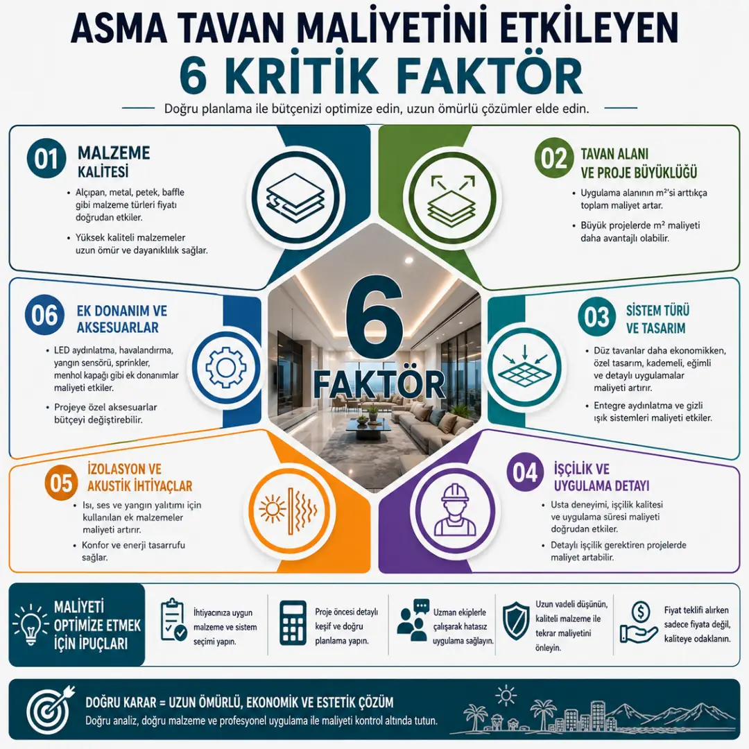 Asma tavan maliyetini etkileyen temel faktörler