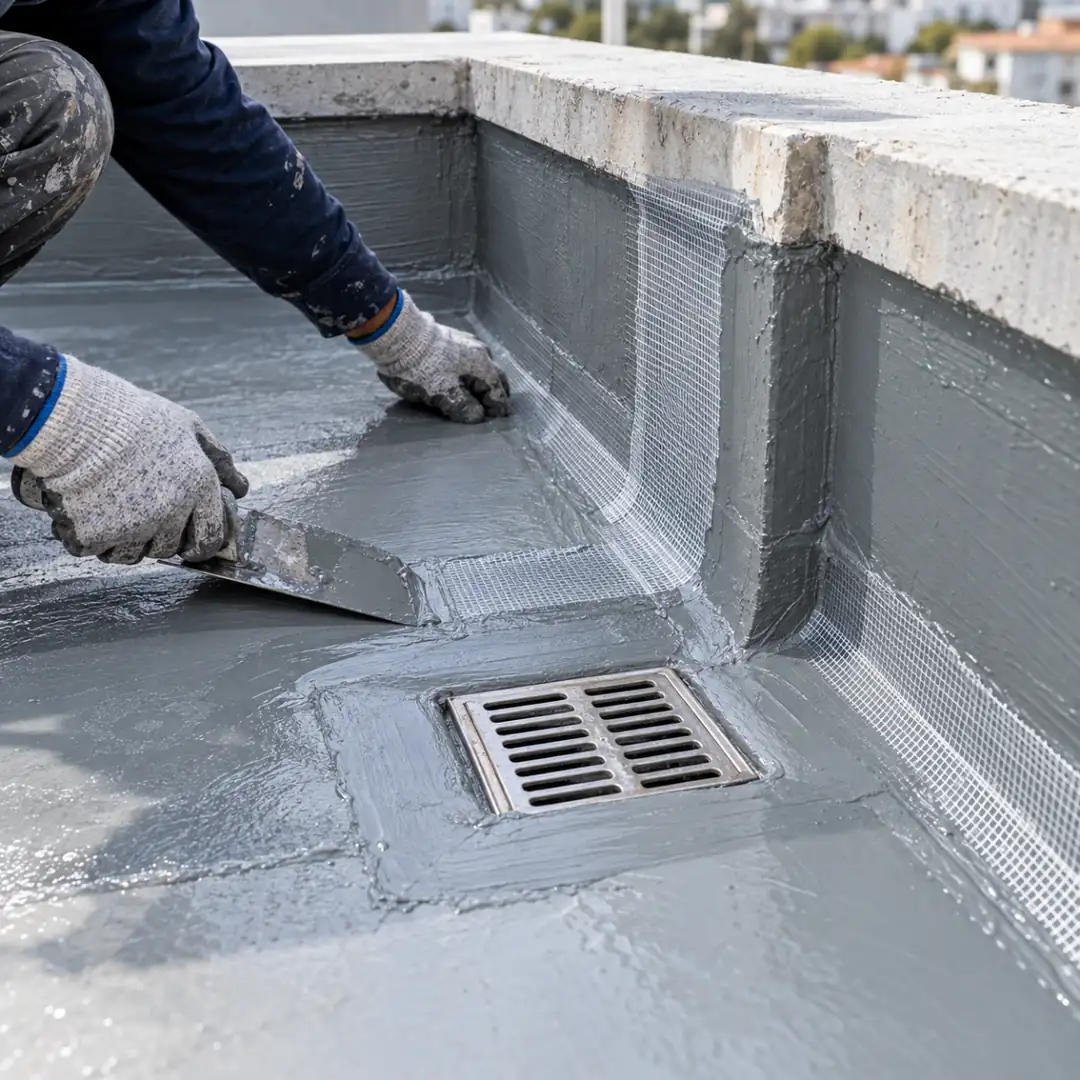 Su yalıtımında gider ve parapet detay uygulaması