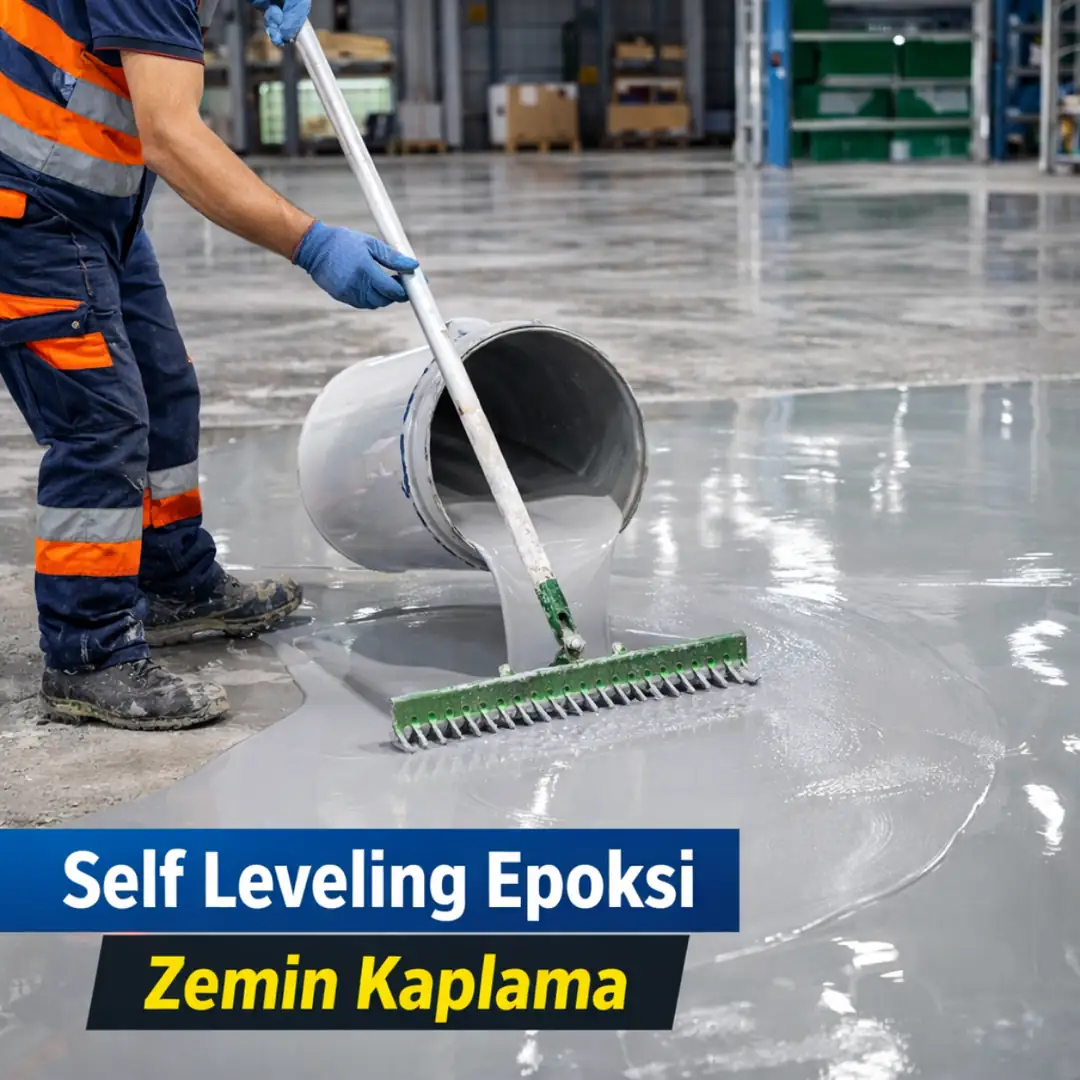 self leveling epoksi zemin kaplama uygulaması fabrika zemini&nbsp;