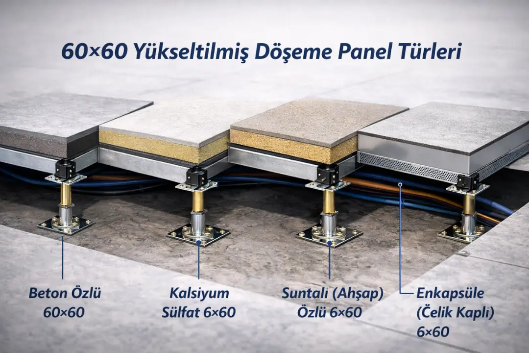 60x60 yükseltilmiş döşeme panel türleri beton kalsiyum sülfat suntalı&nbsp;