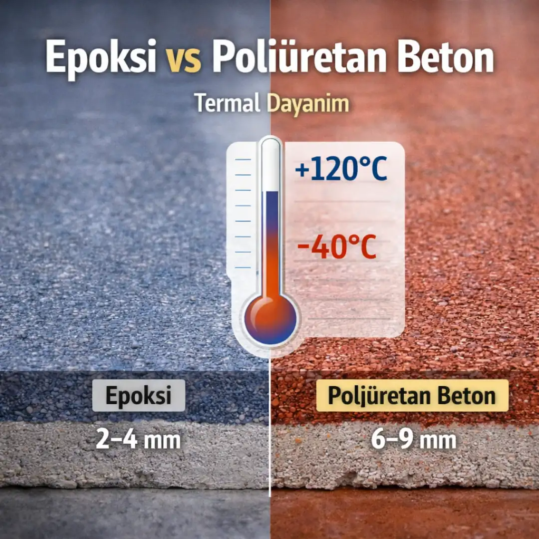 Epoksi ve poliüretan beton zemin kaplama karşılaştırma grafiği