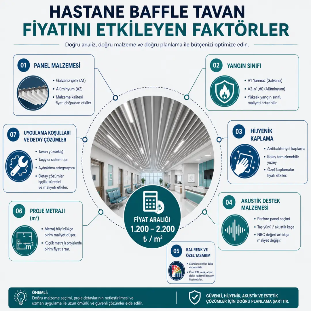 Hastane baffle tavan fiyatını etkileyen teknik faktörler
