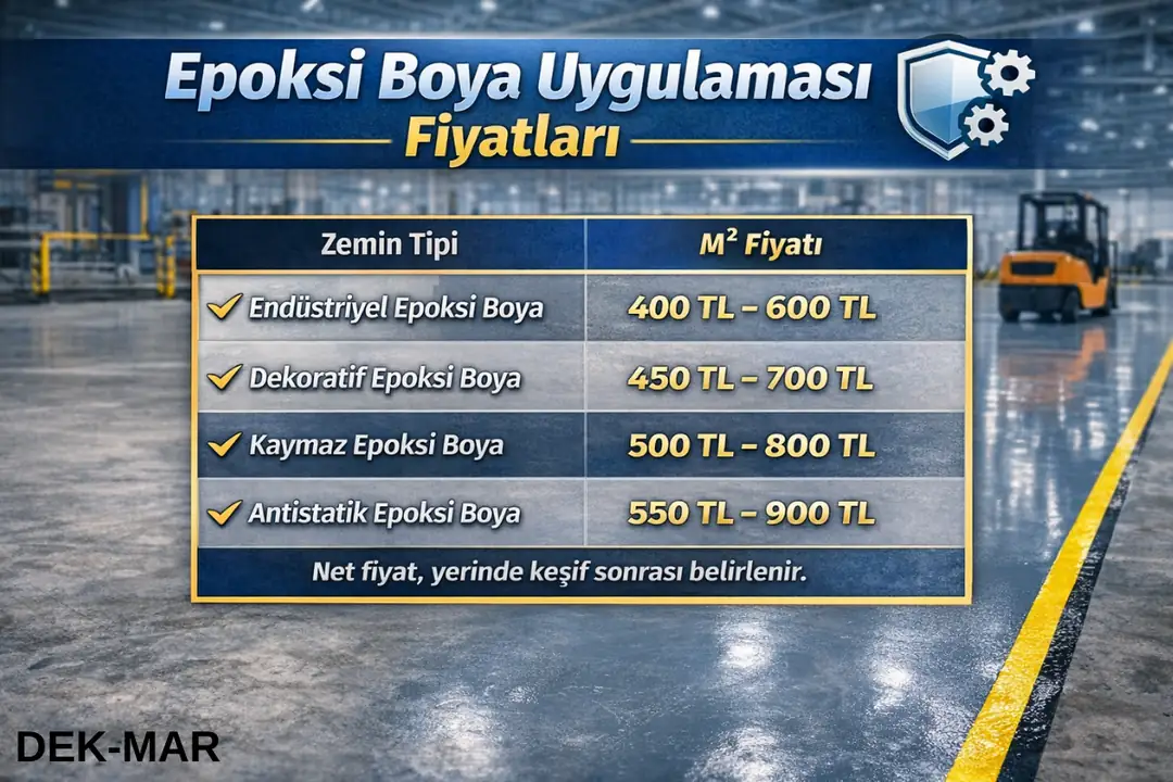 Epoksi boya uygulaması m2 fiyatları – endüstriyel, dekoratif, kaymaz ve antistatik epoksi boya fiyat aralıkları&nbsp;