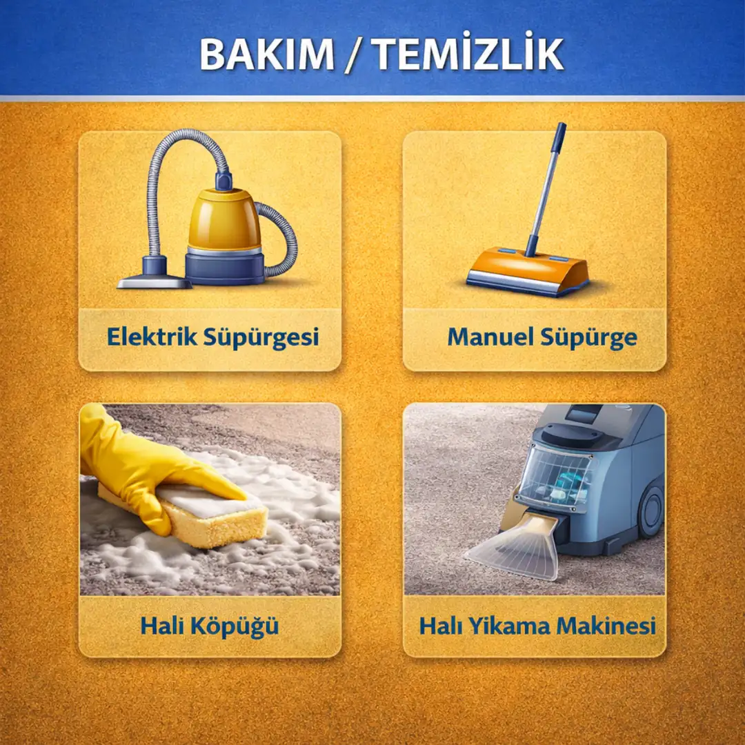 Karo halı temizlik ve bakım sürecini gösteren ofis içi uygulama&nbsp;