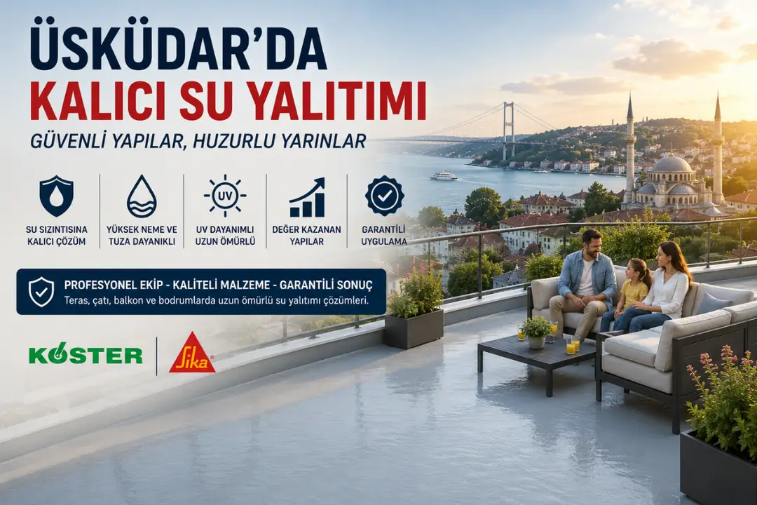 Üsküdar'da profesyonel su yalıtımı sonrası korunan teras ve çatı sistemi&nbsp;