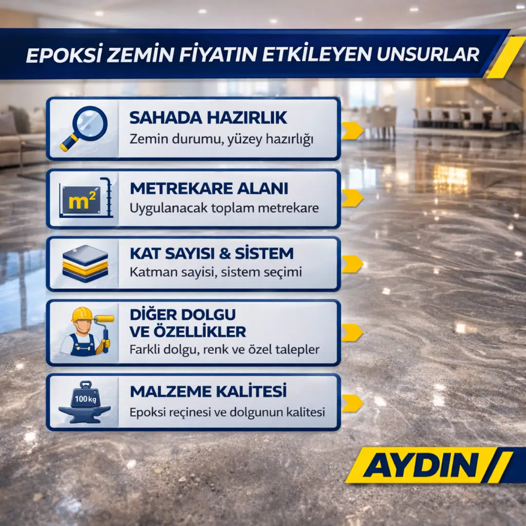 Epoksi zemin kaplama fiyatlarını etkileyen faktörler m2 kalınlık sistem ve zemin durumu