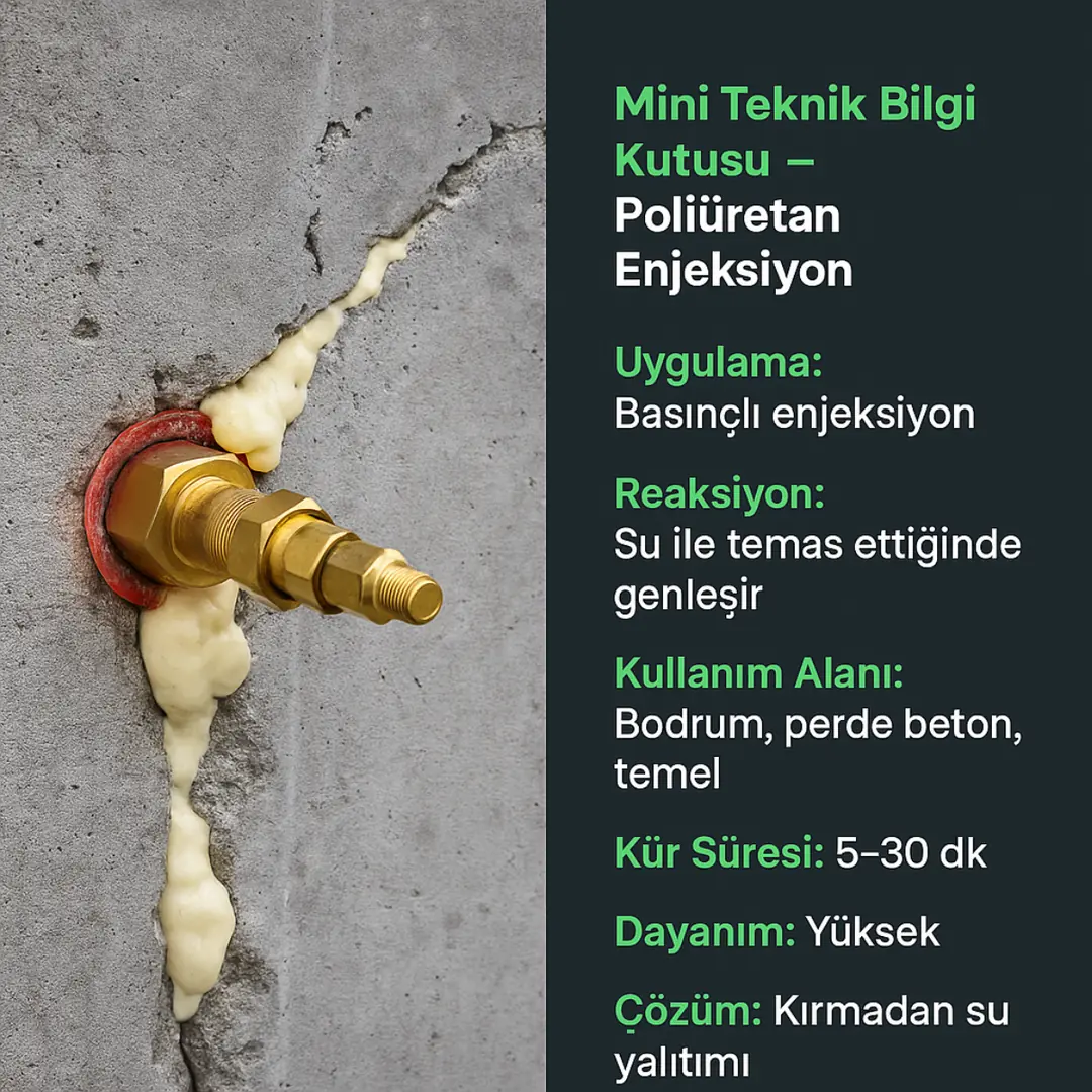 Poliüretan enjeksiyon teknik özellikleri – kür süresi, kullanım alanları ve dayanım bilgileri – Dek-Mar İnşaat.