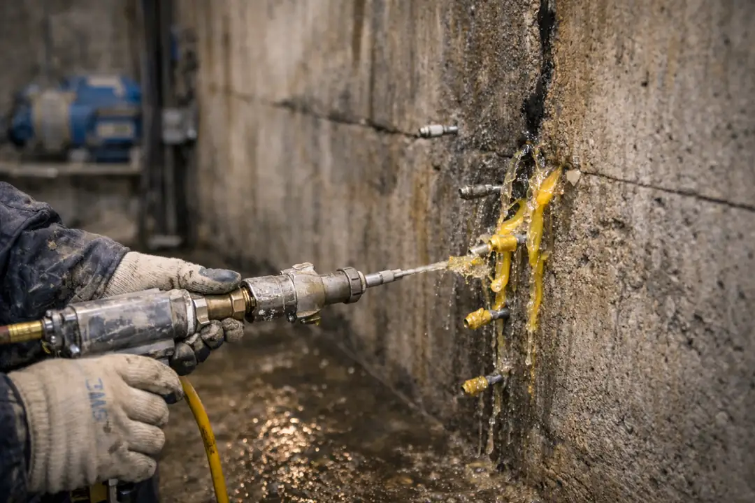 Soğuk derzlerde uygulanan akrilik jel enjeksiyon su yalıtım sistemi