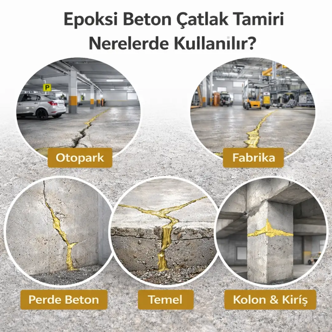 Epoksi beton çatlak tamiri kullanım alanları – otopark, fabrika ve taşıyıcı betonlar&nbsp;