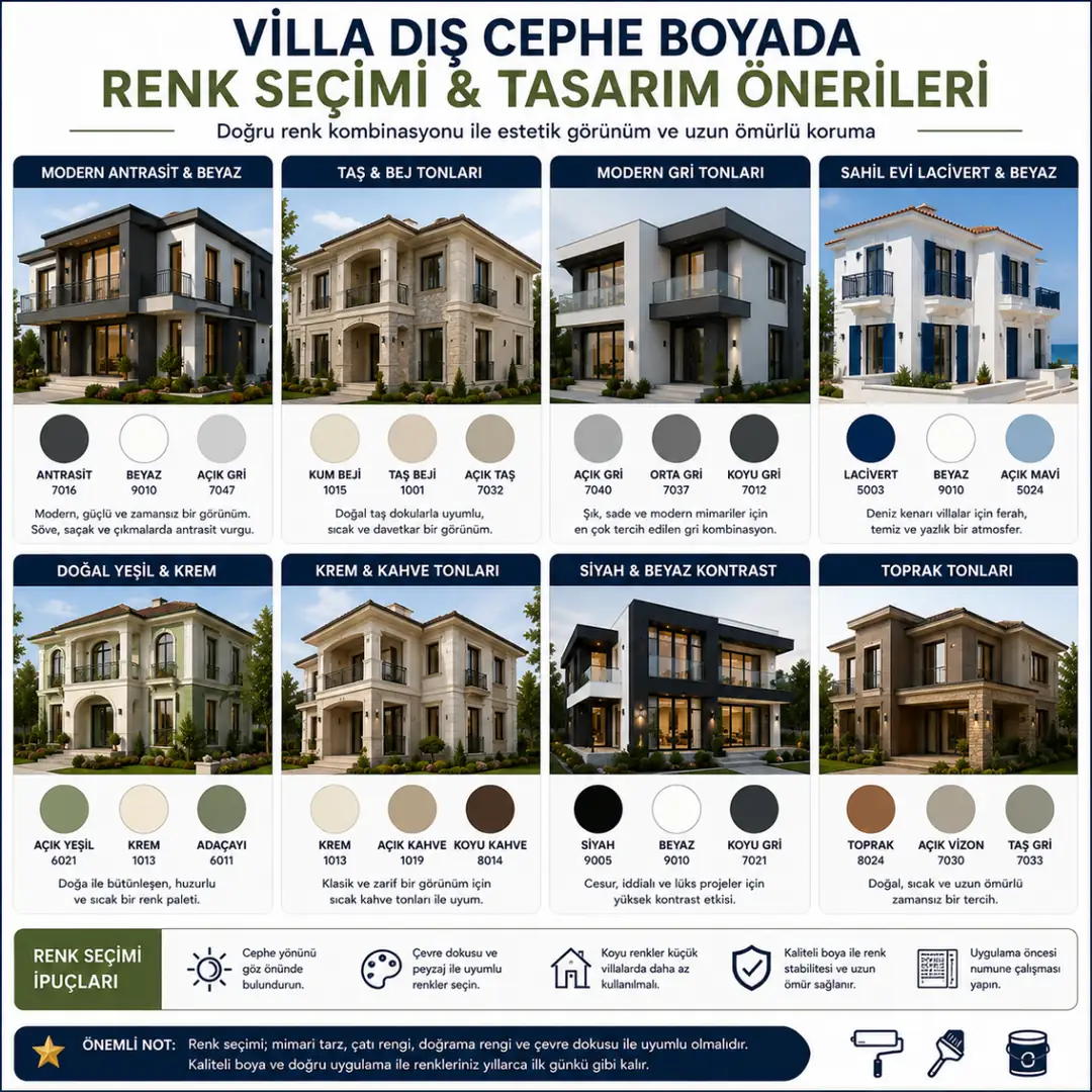 Modern villa dış cephe renk kombinasyonları antrasit beyaz taş ton ve gri tasarımlar&nbsp;