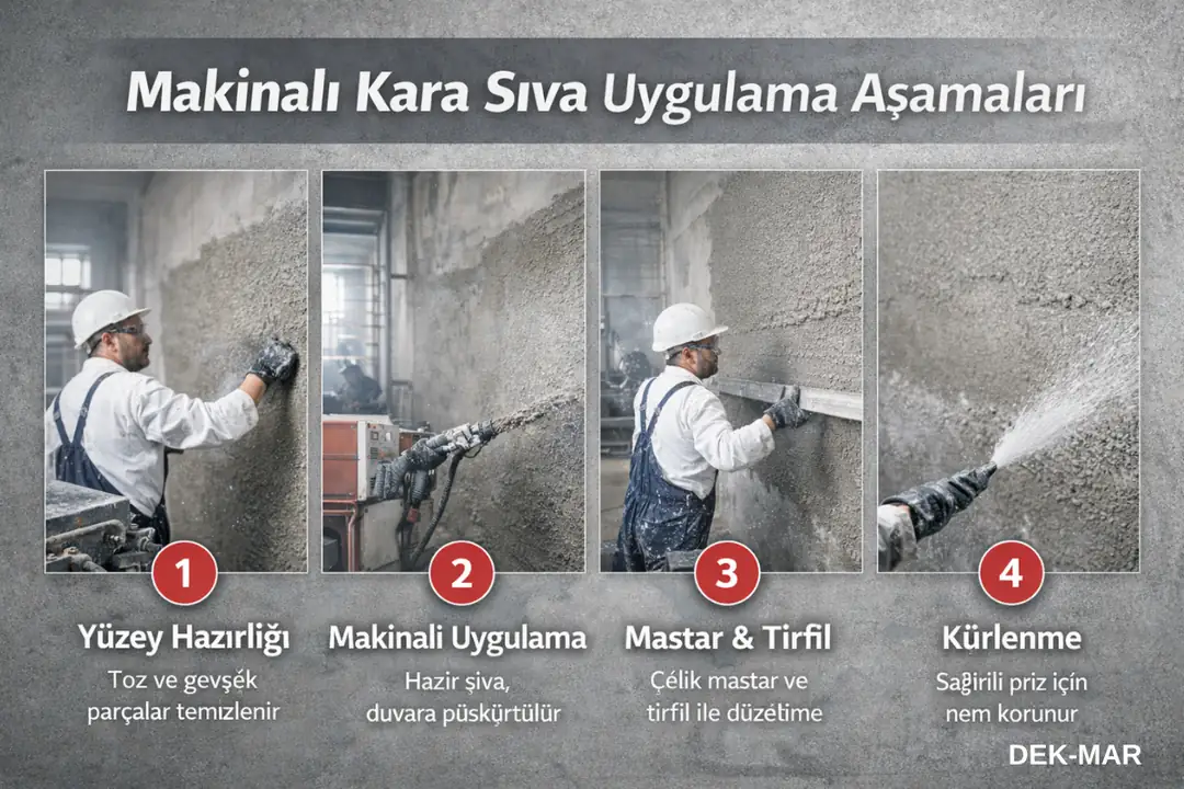 Makinalı kara sıva uygulama aşamaları ve mastar işlemi&nbsp;