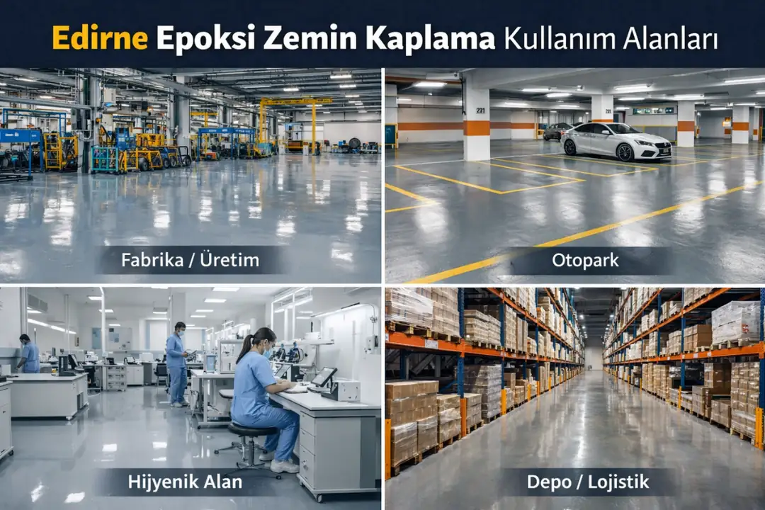 Edirne epoksi zemin kaplama kullanım alanları; fabrika, otopark, depo ve hijyenik mekanlar