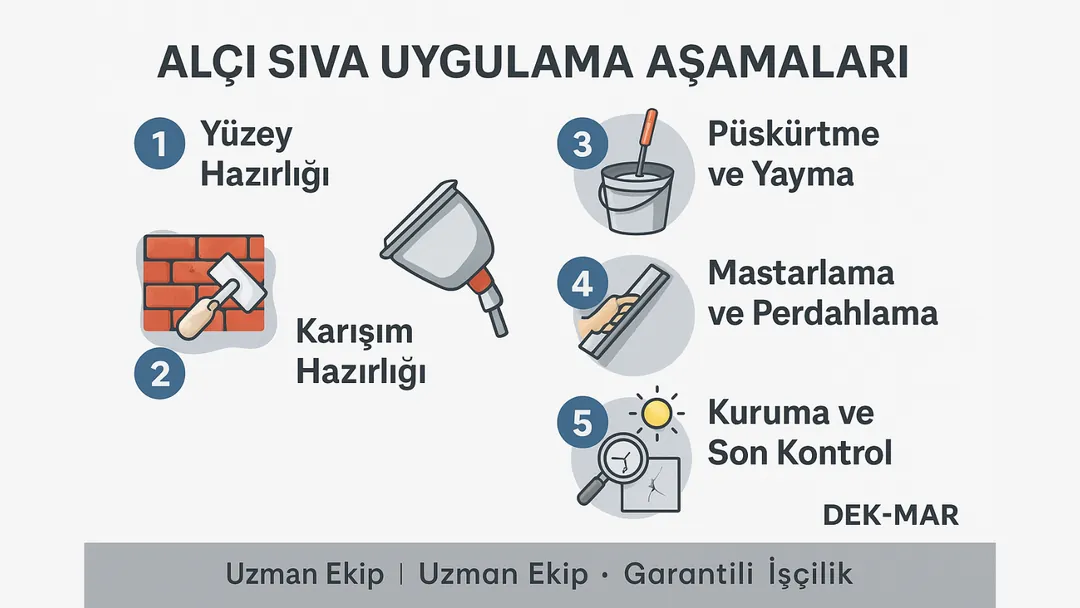 Alçı sıva uygulama aşamaları – profesyonel sıva süreci – Dek-Mar 2025
