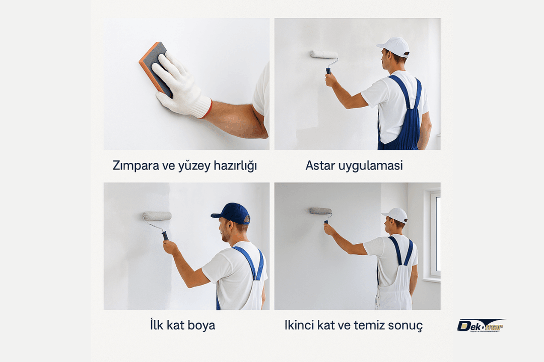 130 metrekare ev boyama aşamaları – astar, ilk kat ve ikinci kat uygulaması – Dek-Mar 2025