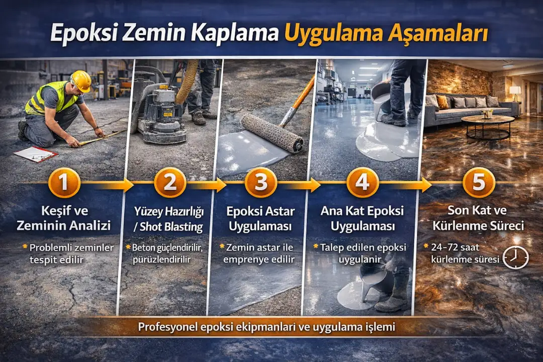 Epoksi zemin kaplama uygulama aşamaları, zemin hazırlığı ve kürlenme süreci&nbsp;