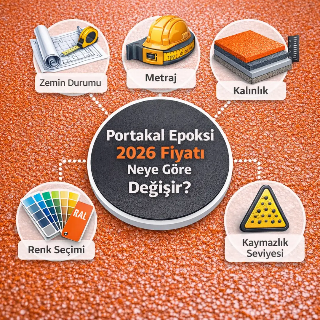 Portakal epoksi kaplama 2026 metrekare fiyatını etkileyen faktörler infografik gösterimi&nbsp;