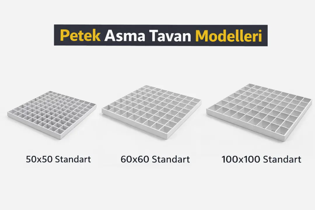 50×50, 60×60 ve 100×100 petek asma tavan modelleri&nbsp;