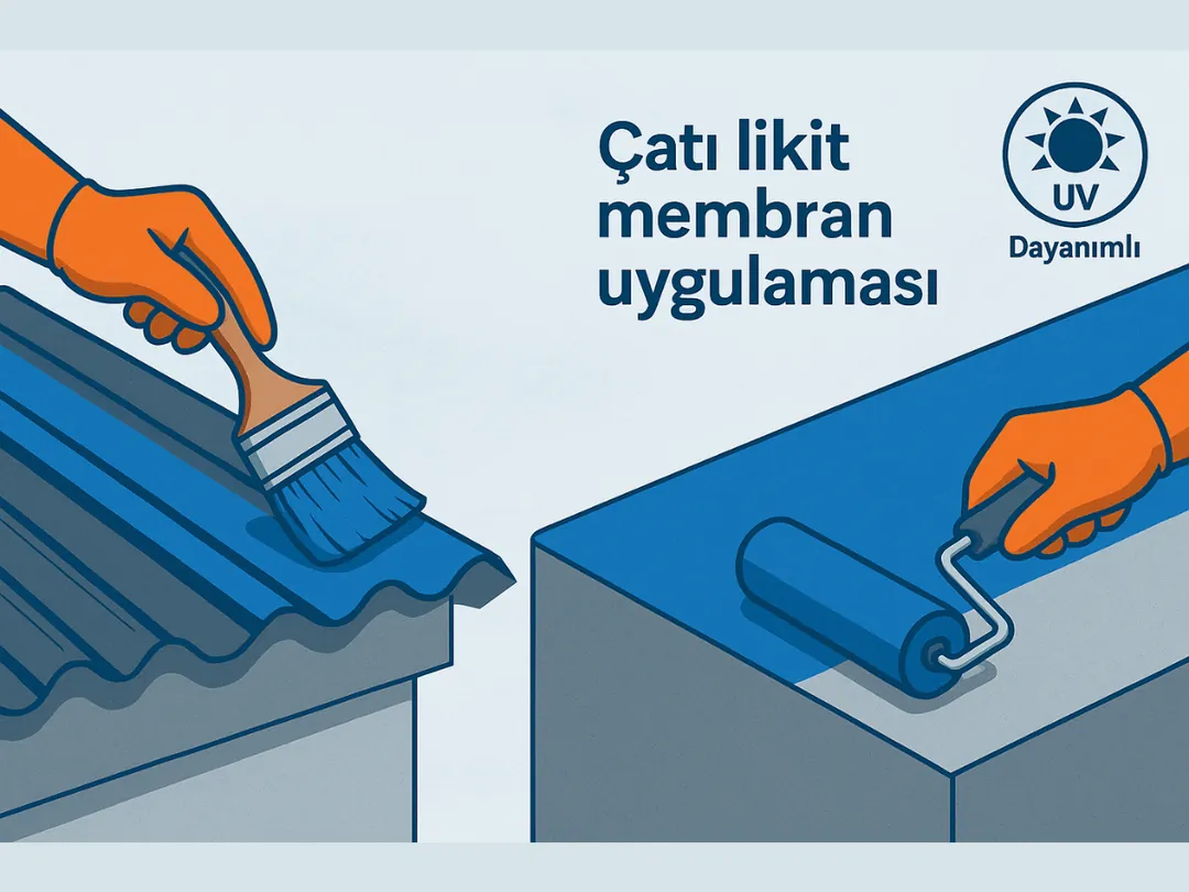 Çatı likit membran uygulaması – trapez sac ve beton çatı su yalıtımı.