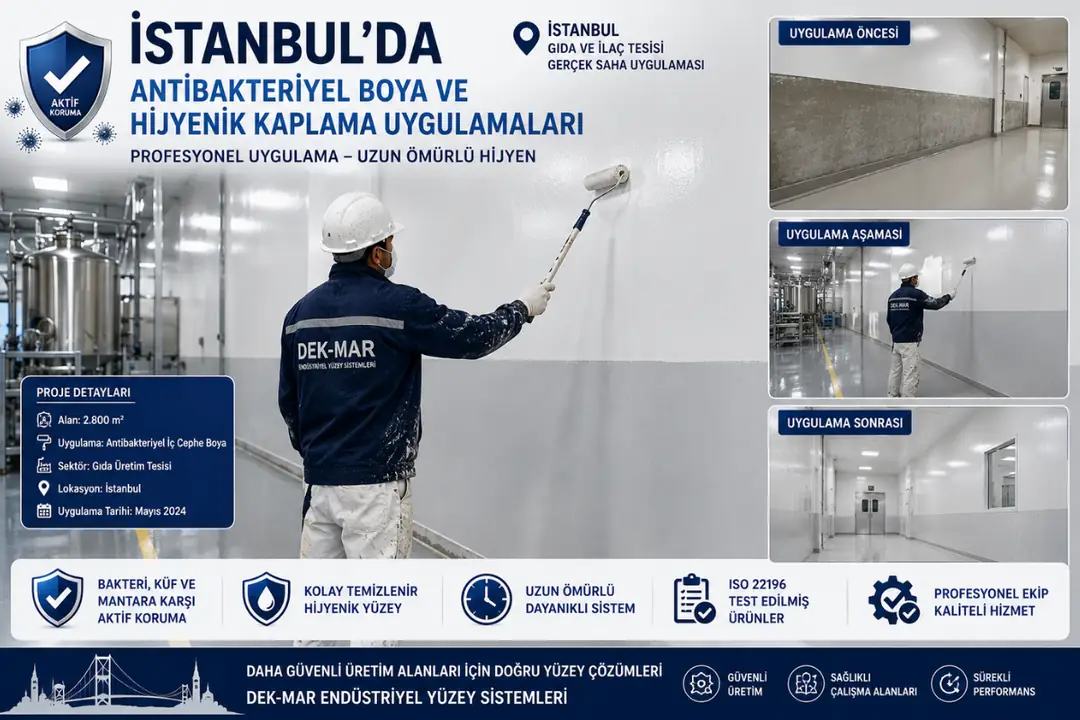 İstanbul’da gıda ve ilaç tesisinde yapılan antibakteriyel boya uygulaması&nbsp;