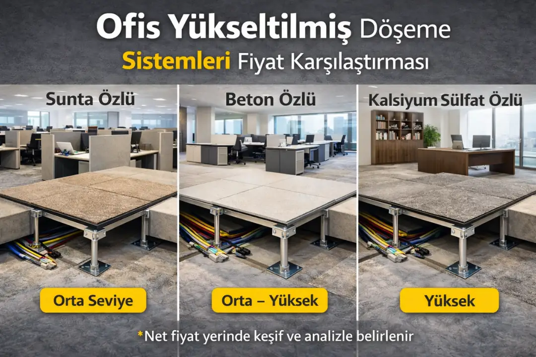 Ofis yükseltilmiş döşeme fiyat karşılaştırma tablosu&nbsp;
