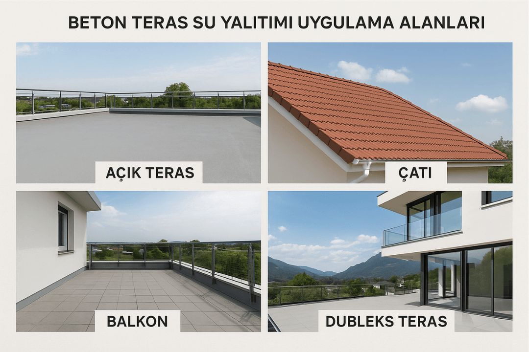 Beton teras su yalıtımı uygulama alanları – açık teras, çatı, balkon, dubleks teras 