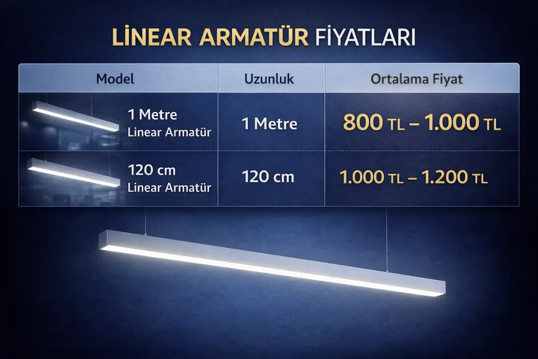 1 metre ve 120 cm LED linear armatür güncel fiyatları&nbsp;