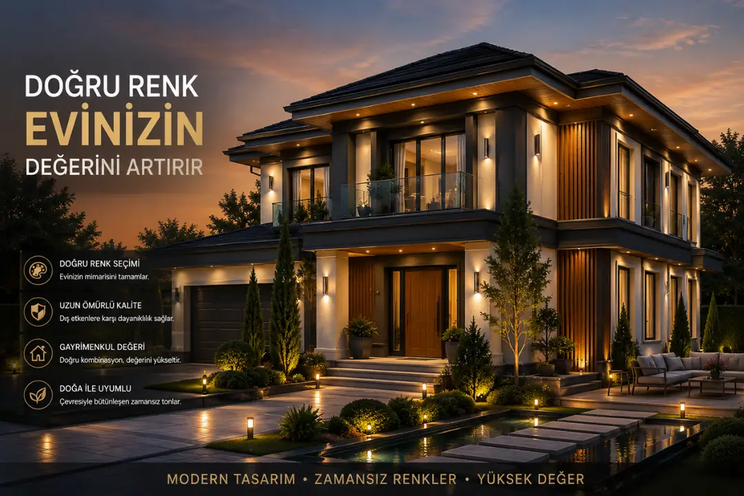 Premium müstakil villa dış cephe boya uygulaması modern antrasit krem renk kombinasyonu&nbsp;