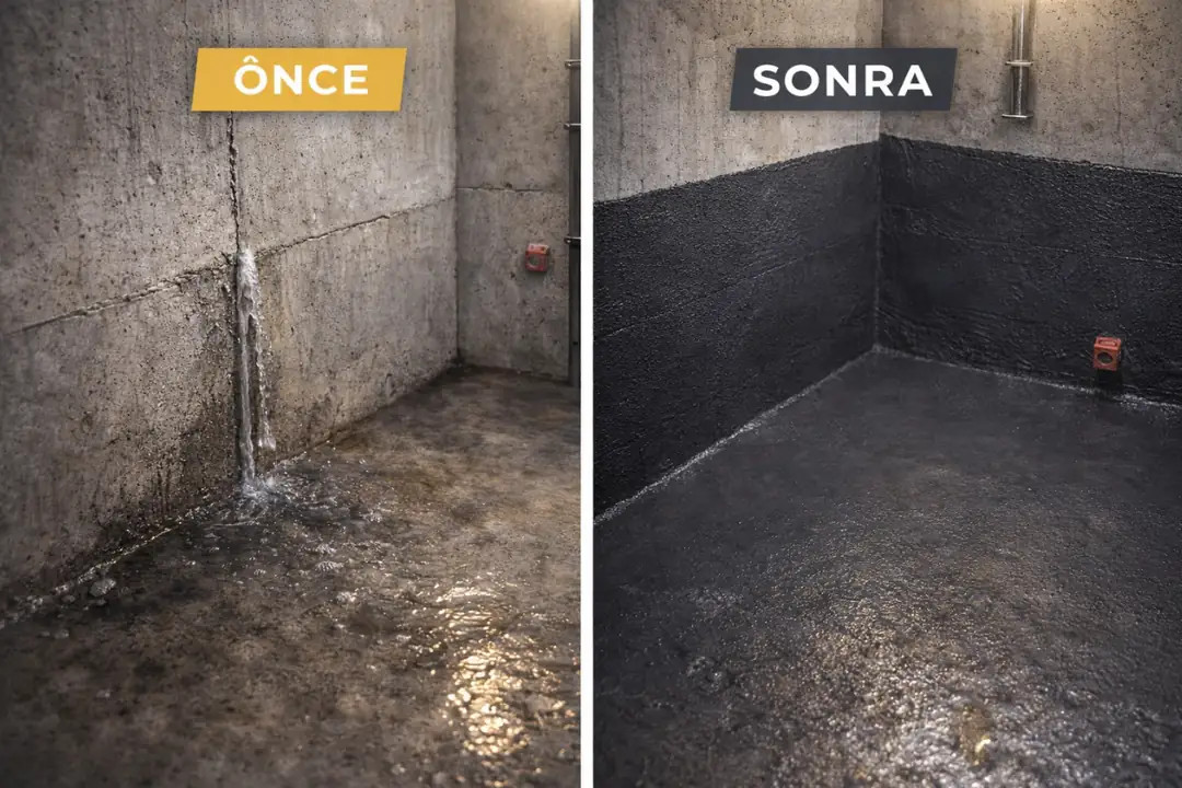 Asansör kuyusu su yalıtımı öncesi ve sonrası&nbsp;