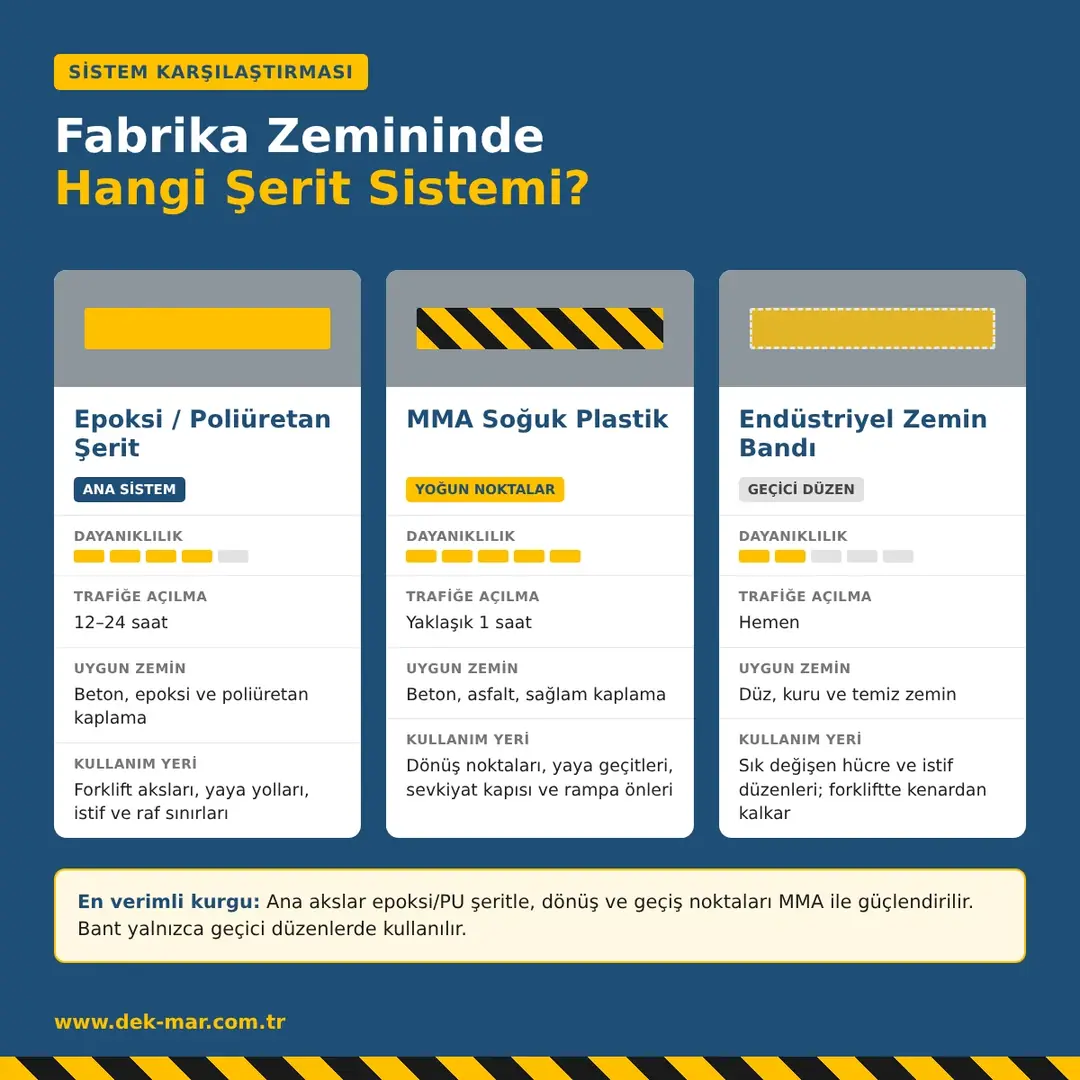 Fabrika zemin şerit sistemleri epoksi poliüretan MMA soğuk plastik zemin bandı karşılaştırma