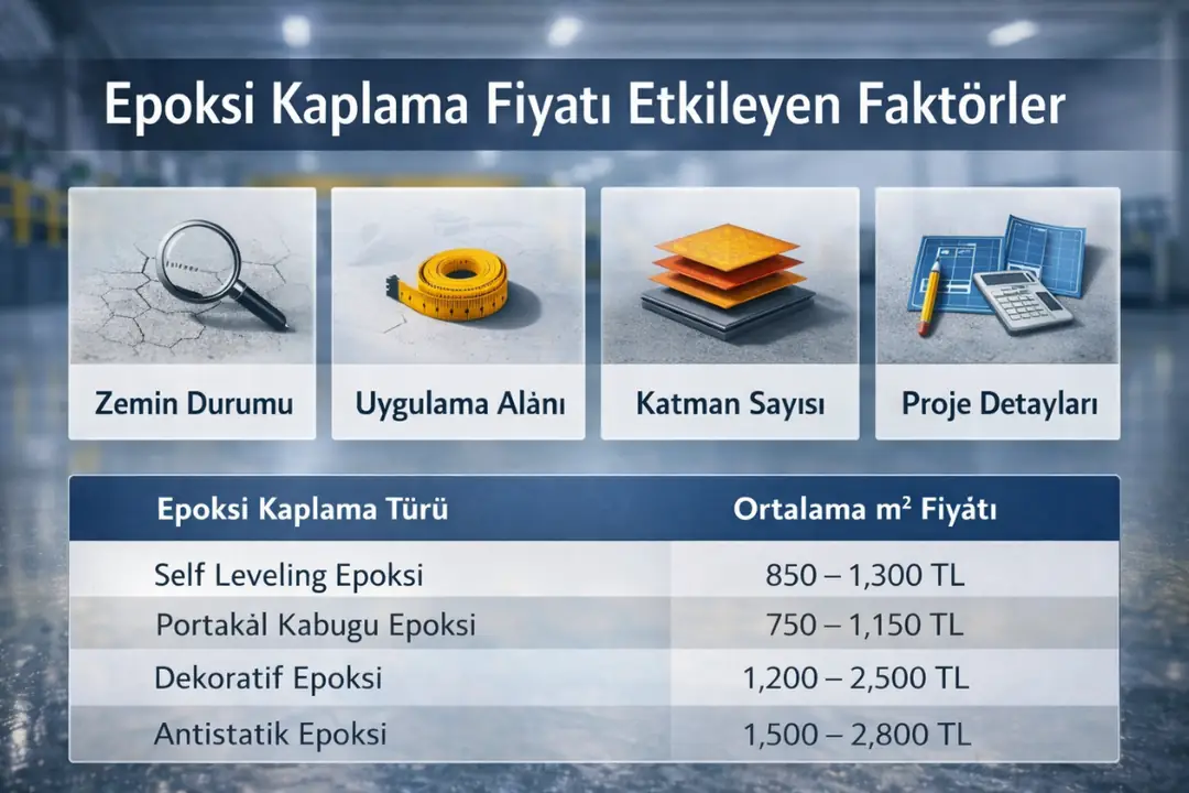 Epoksi kaplama fiyatlarını etkileyen faktörler ve m2 maliyet tablosu