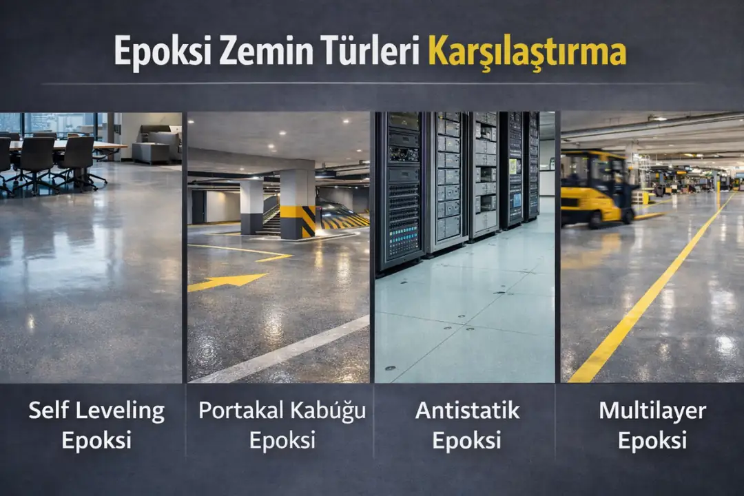 Epoksi zemin türleri self leveling antistatik multilayer karşılaştırma