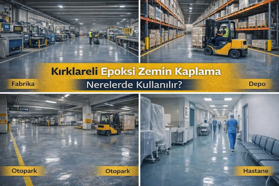 Kırklareli epoksi zemin kaplama kullanım alanları; fabrika, depo, otopark ve hijyenik mekanlar
