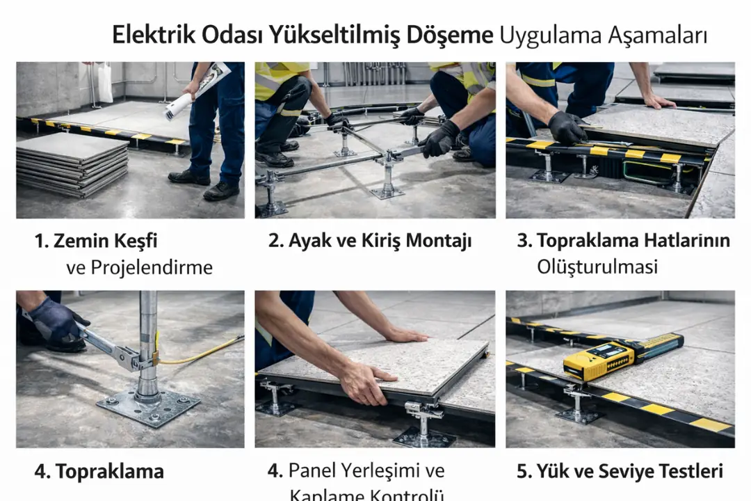 “Elektrik odası yükseltilmiş döşeme uygulama aşamaları ve montaj süreci”&nbsp;